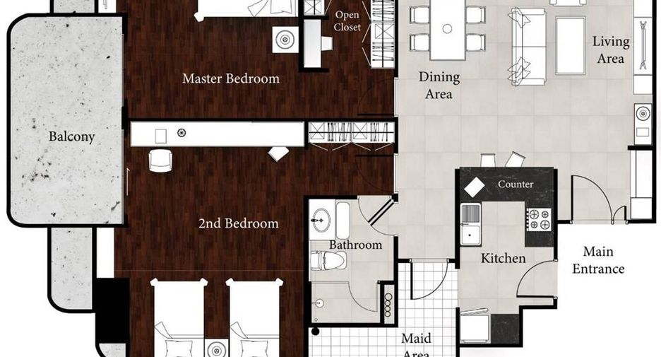 For rent 2 bedrooms apartment in Watthana, Bangkok