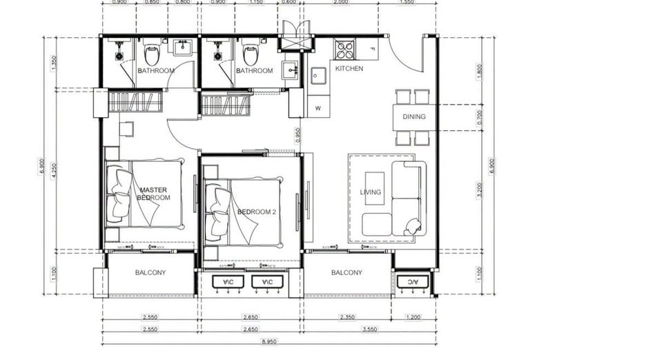 Condo en venta de 2 habitaciones en Jomtien, Pattaya