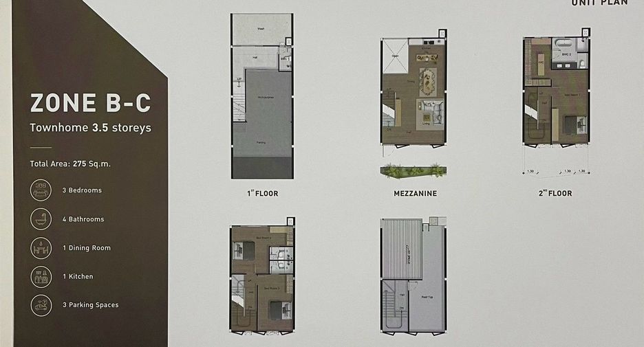 Casa adosada en alquiler de 3 habitaciones en Mueang Samut Prakan, Samut Prakan