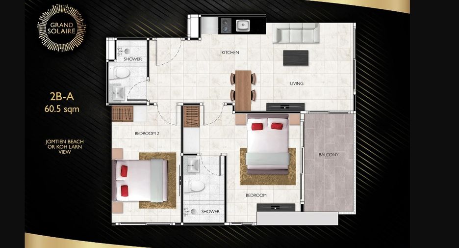 Condo en venta de 2 habitaciones en Bang Lamung, Chonburi