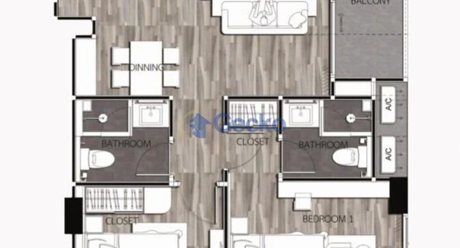 For sale 2 bedrooms condo in Jomtien, Pattaya