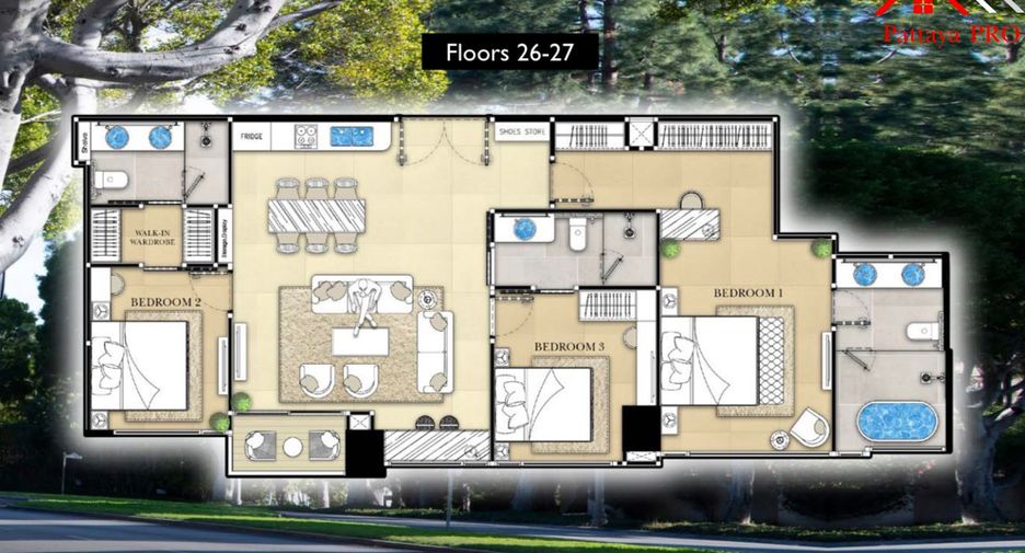 For sale 3 bedrooms condo in Bang Lamung, Chonburi