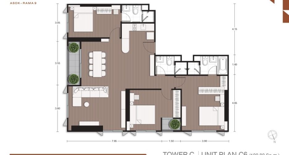 Condo en venta de 3 habitaciones en Ratchathewi, Bangkok