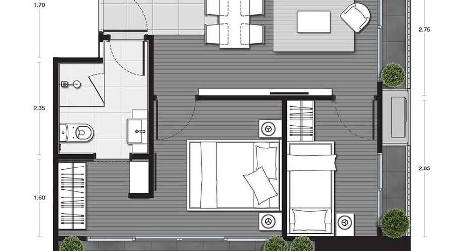 Wohnung zur Miete mit 1 Zimmer in Phaya Thai, Bangkok