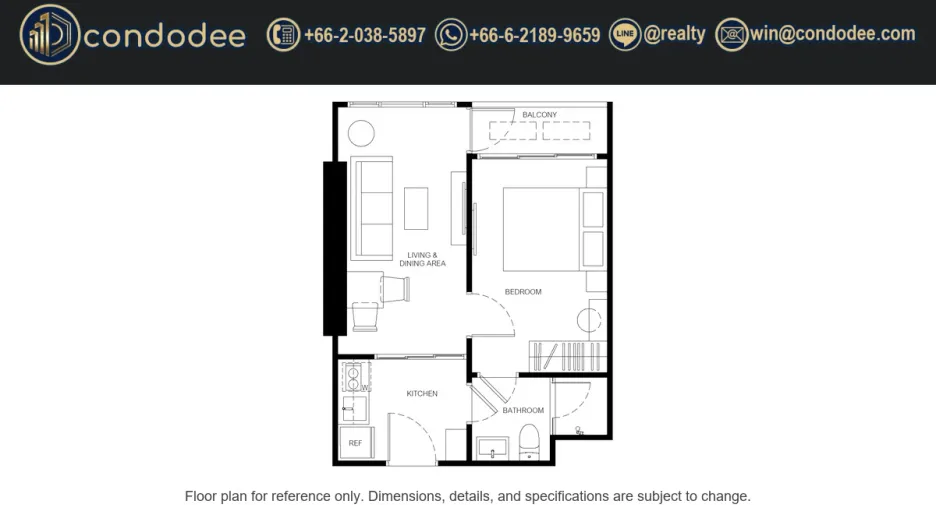 For sale 1 bed condo in Khlong Toei, Bangkok