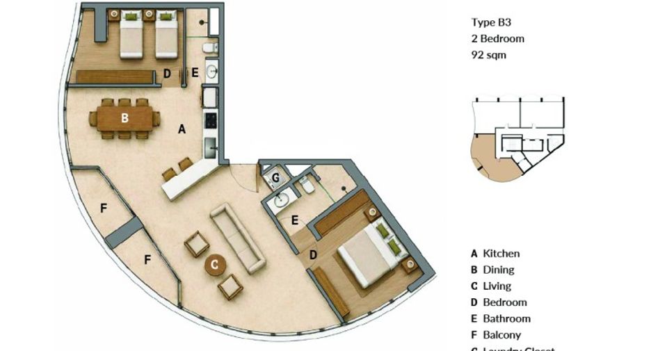 Condo en venta de 2 habitaciones en Bang Lamung, Chonburi