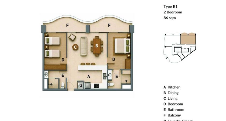 Condo en venta de 2 habitaciones en Bang Lamung, Chonburi