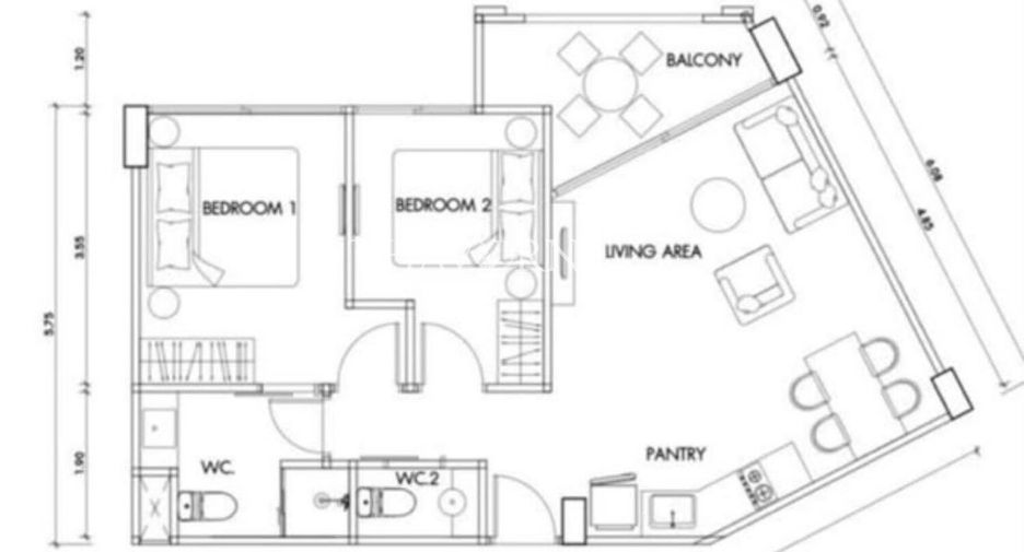 For sale 2 bedrooms condo in Jomtien, Pattaya