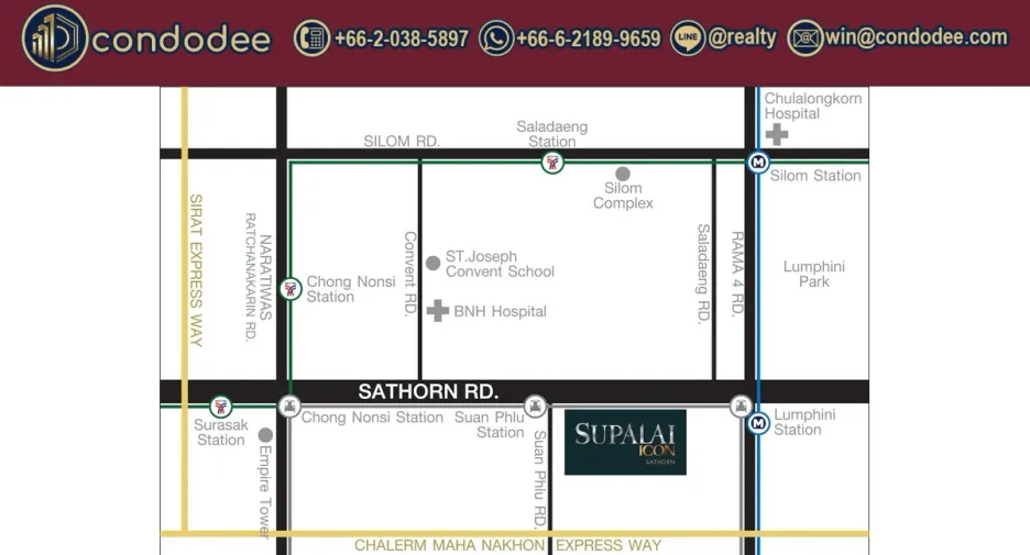 For sale 2 bedrooms condo in Sathon, Bangkok