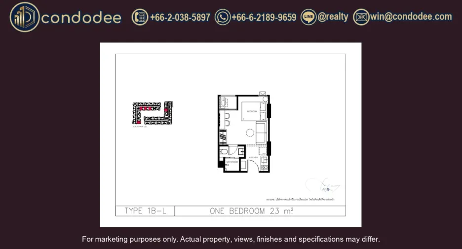 For sale 1 bed condo in Huai Khwang, Bangkok