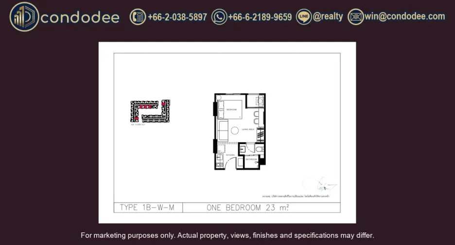 For sale 1 bed condo in Huai Khwang, Bangkok