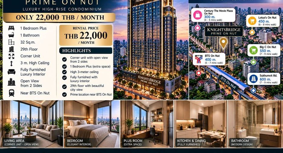 Condo en alquiler de 1 habitaciones en Watthana, Bangkok