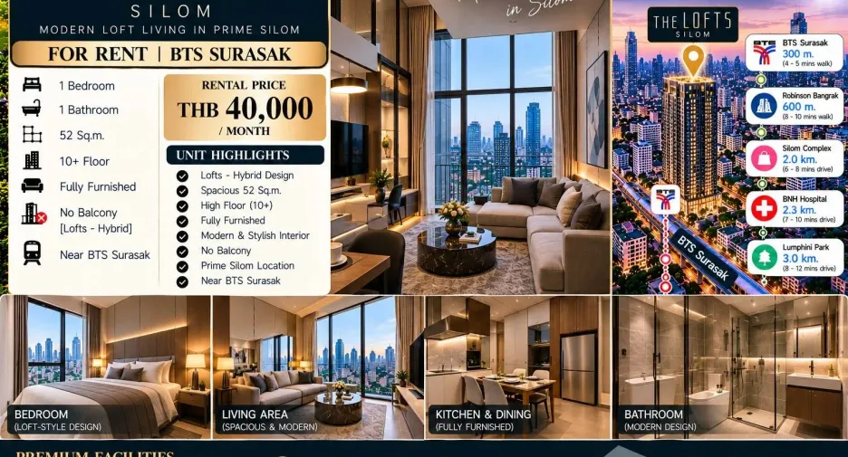 Condo en alquiler de 1 habitaciones en Yan Nawa, Bangkok