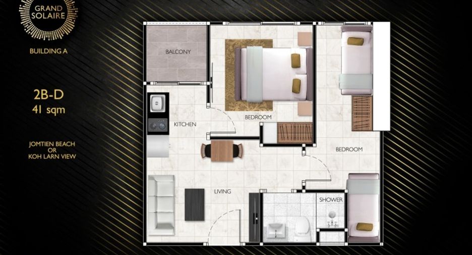 Condo en venta de 2 habitaciones en South Pattaya, Pattaya