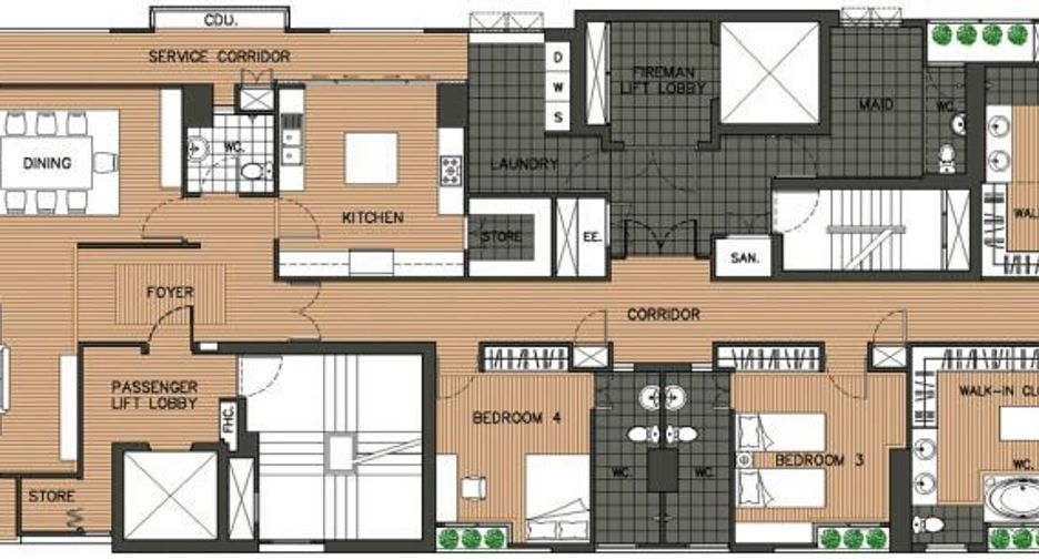 Apartamento en alquiler de 4 habitaciones en Sathon, Bangkok