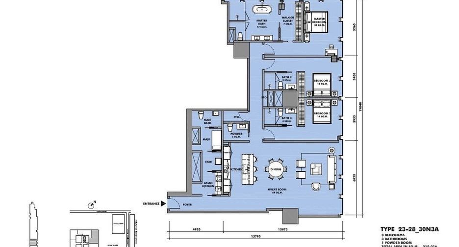 For sale 3 bedrooms condo in Sathon, Bangkok