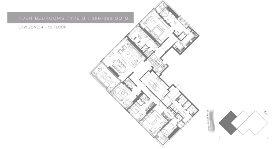Condo en alquiler de 4 habitaciones en Bang Kho Laem, Bangkok