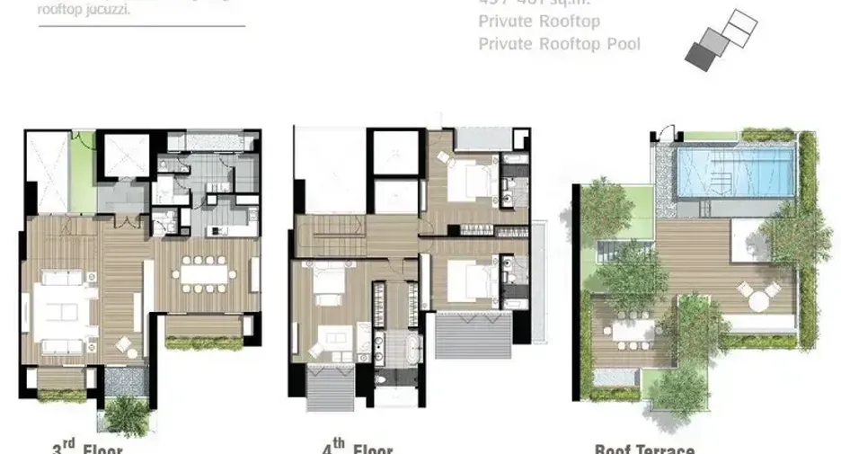 Wohnung zur Miete mit 3 Zimmer in Yan Nawa, Bangkok