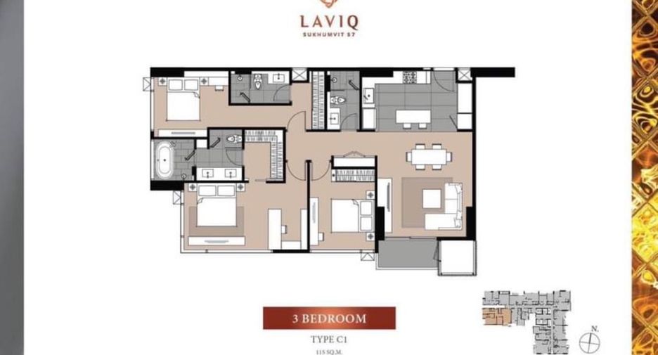 Wohnung zum Kauf mit 3 Zimmer in Khlong Toei, Bangkok