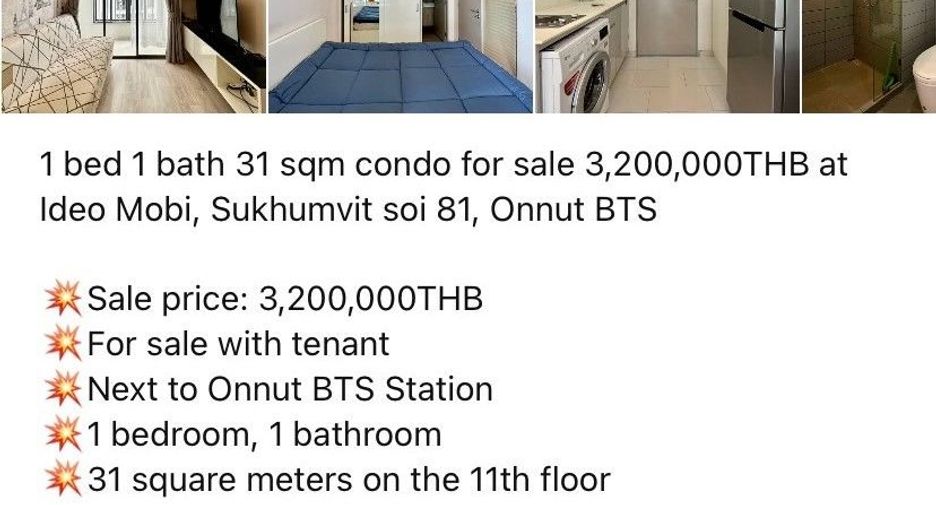 For sale 1 bed condo in Phra Khanong, Bangkok