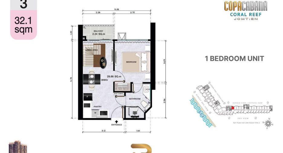 For sale 1 Beds condo in Jomtien, Pattaya