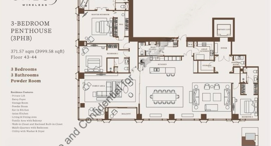 Wohnung zur Miete und zum Kauf mit 3 Zimmer in Sathon, Bangkok