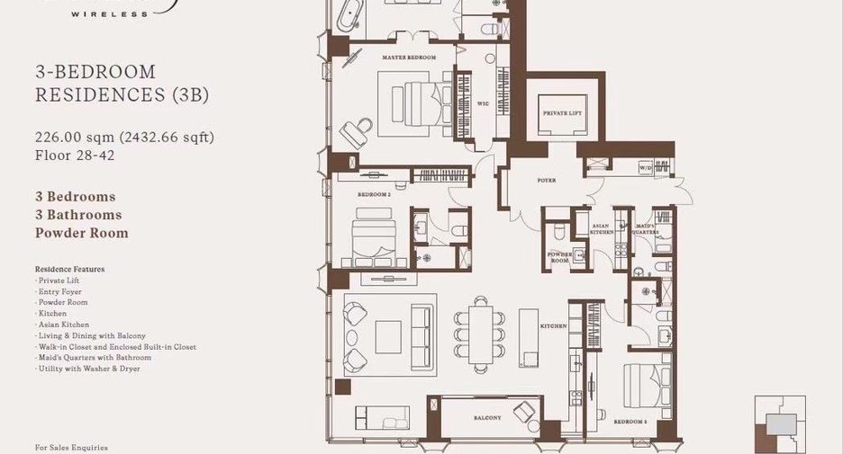 À louer et à vendre 3 chambres condo à Sathon, Bangkok