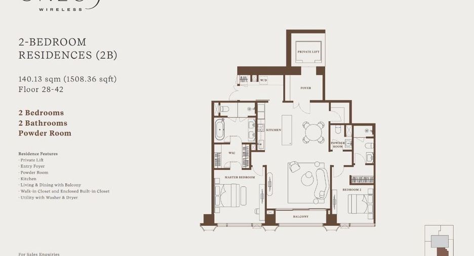 For rent and for sale 2 bedrooms condo in Sathon, Bangkok