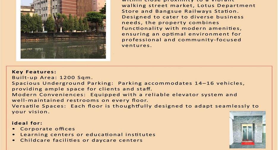For rent and for sale retail Space in Bang Sue, Bangkok