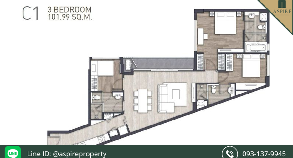 For sale 3 ベッドルーム condo in Khlong Toei, Bangkok