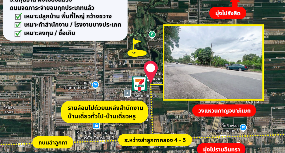 For sale land in Lam Luk Ka, Pathum Thani