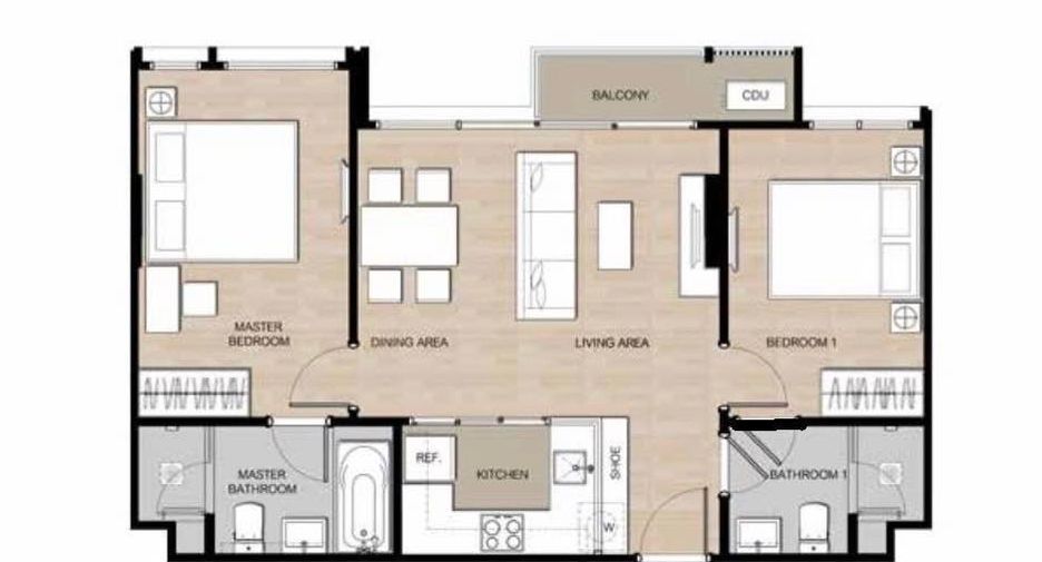 Condo en alquiler de 2 habitaciones en Suan Luang, Bangkok