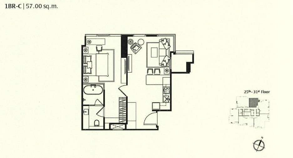 Wohnung zur Miete und zum Kauf mit 1 Zimmer in Khlong Toei, Bangkok