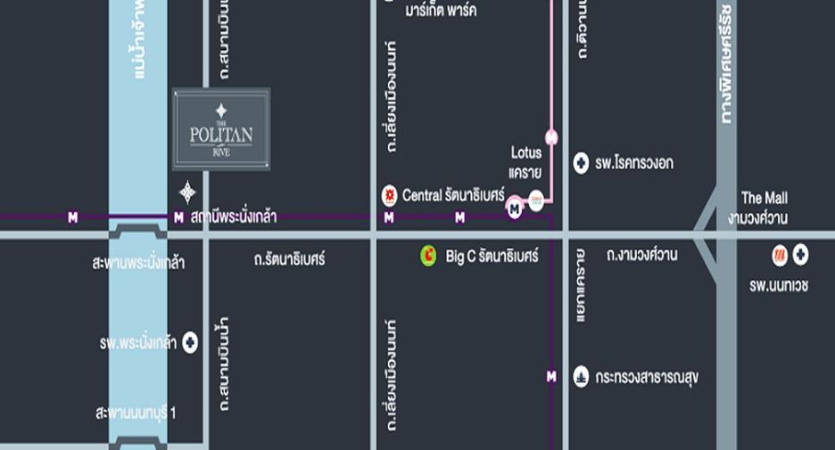 Продажа 1 кровать кондо в Mueang Nonthaburi, Нонтабури