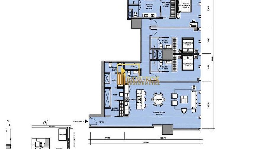 Condo en alquiler y en venta de 3 habitaciones en Sathon, Bangkok