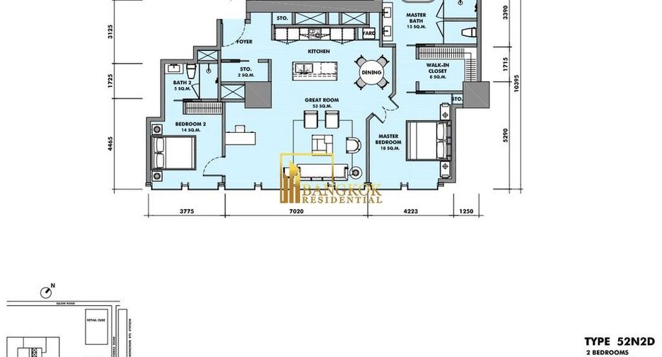 Condo en alquiler y en venta de 2 habitaciones en Sathon, Bangkok