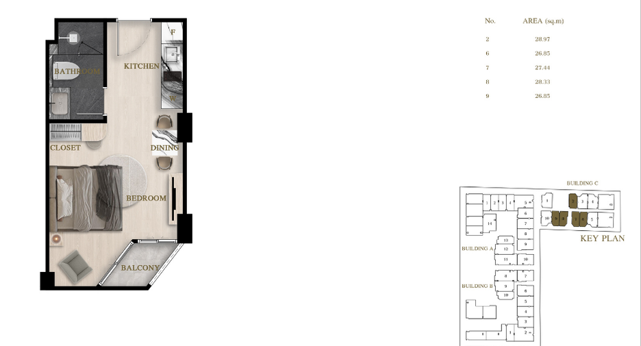 For sale 1 bed condo in Bang Lamung, Chonburi