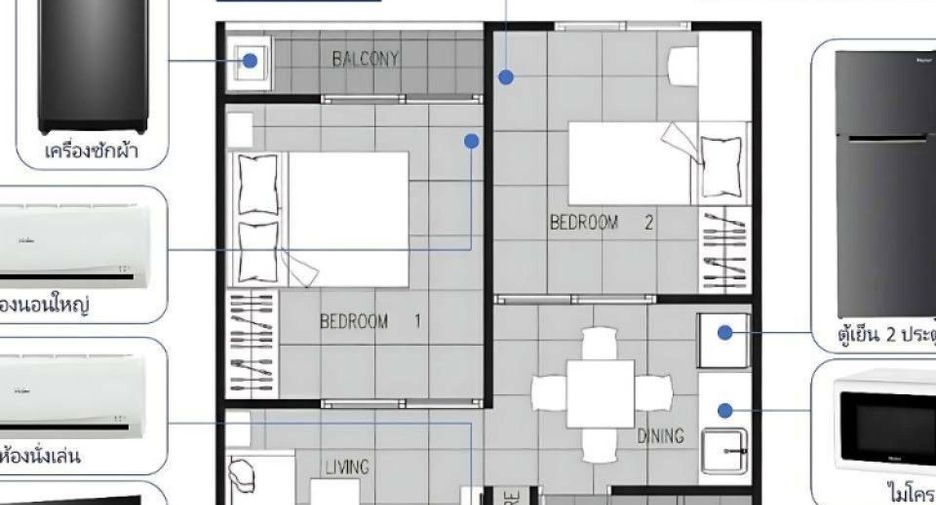 For sale 2 bedrooms condo in Khlong Luang, Pathum Thani