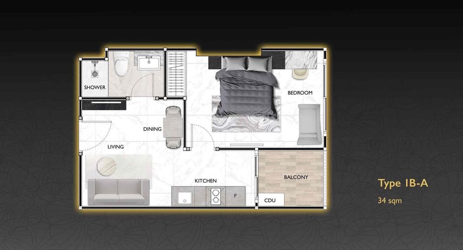 À vendre 1 chambre condo à Bang Lamung, Chonburi