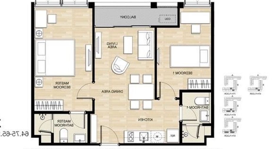 For rent 2 bedrooms condo in Watthana, Bangkok
