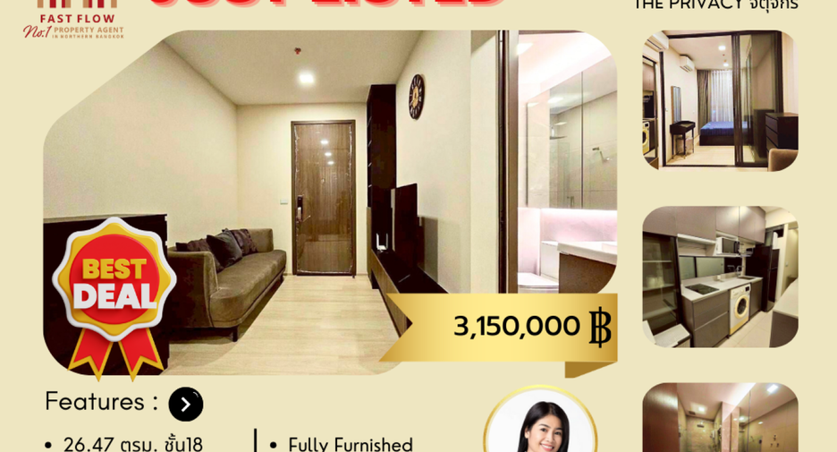 Condo en venta de 1 habitaciones en Chatuchak, Bangkok
