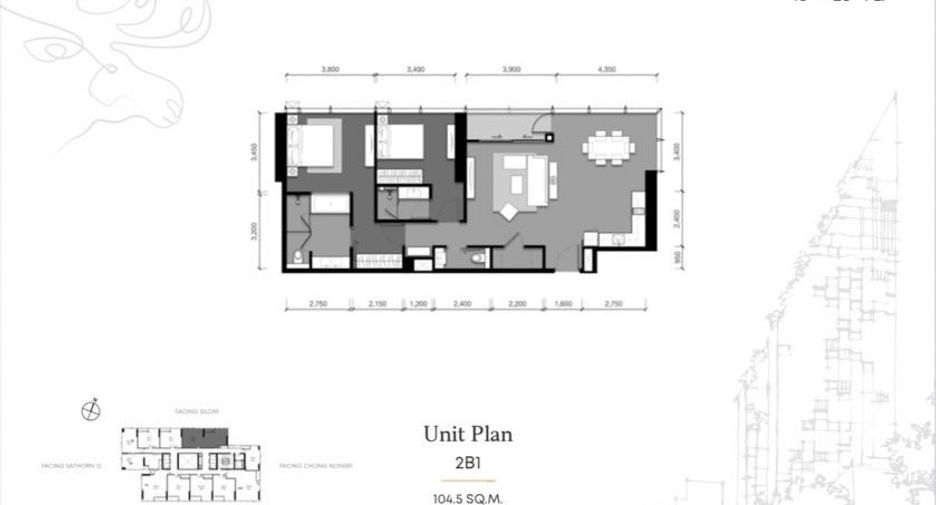 Wohnung zur Miete und zum Kauf mit 2 Zimmer in Sathon, Bangkok