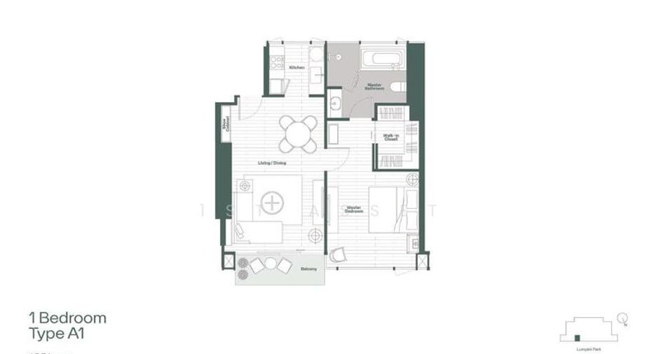 Wohnung zum Kauf mit 1 Zimmer in Bang Rak, Bangkok