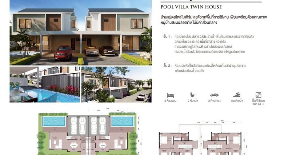 Haus zur Miete und zum Kauf mit 3 Zimmer in Bang Lamung, Chonburi