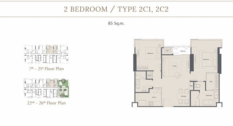 For sale 2 bedrooms condo in Watthana, Bangkok