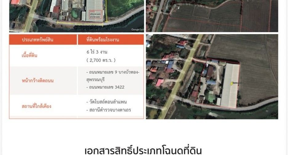 For sale land in Song Phi Nong, Suphan Buri
