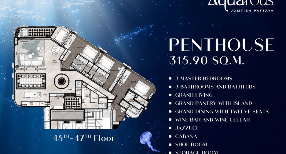 À vendre 3 chambres condo à Bang Lamung, Chonburi