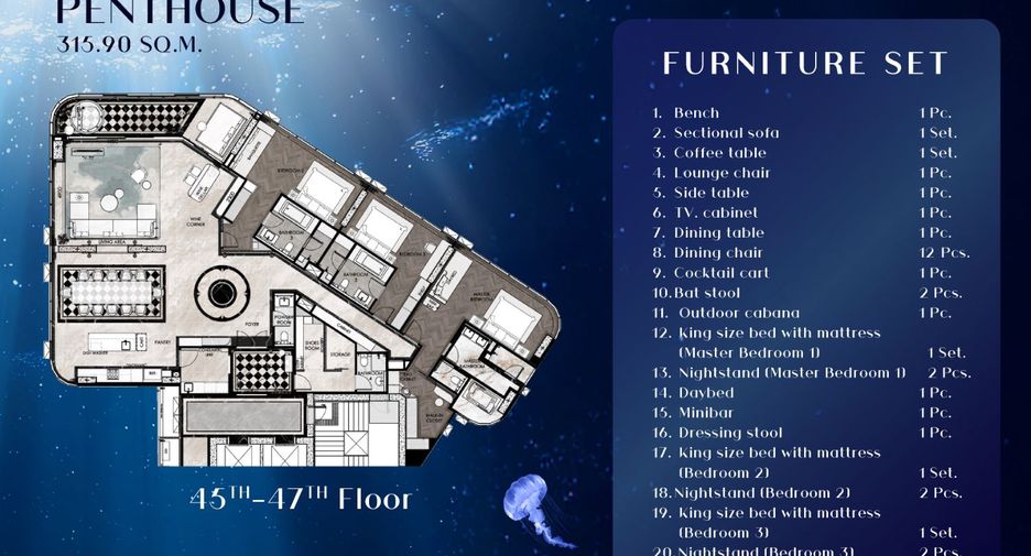 À vendre 3 chambres condo à Bang Lamung, Chonburi