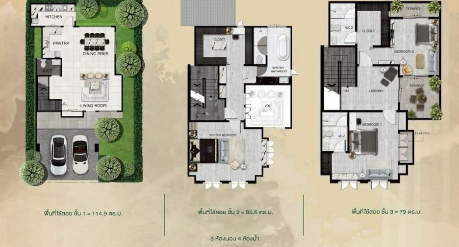 For rent 3 bedrooms house in Khan Na Yao, Bangkok