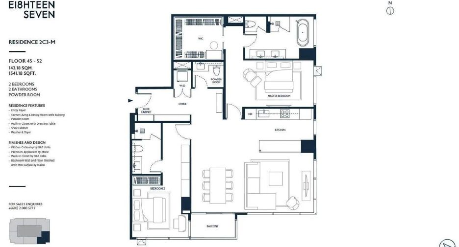 For rent 2 bedrooms condo in Sathon, Bangkok